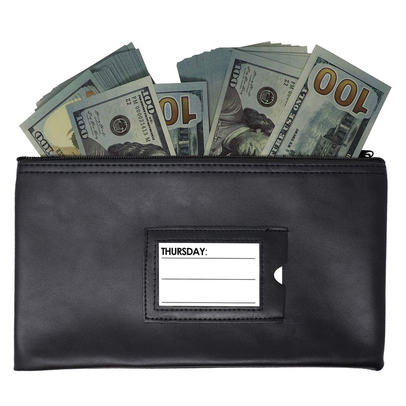 Nadex 7 Days Bank Deposit Cash and Coin Pouches with Zipper Closure, Each Money Bag with Blank Card and Card for Each Day of the Week, Black - Image 4